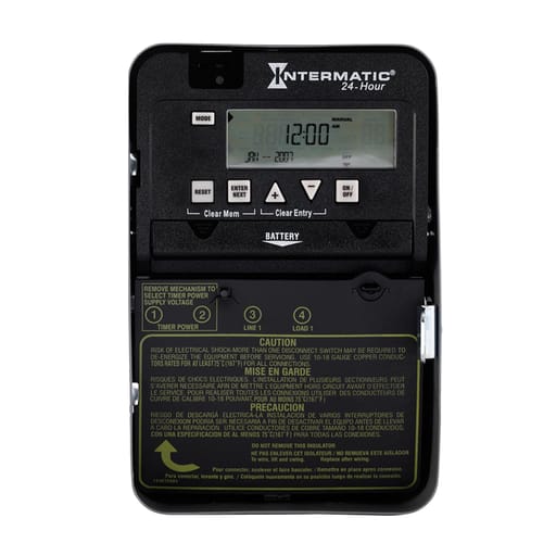 Intermatic, Inc - Intermatic ET1105C 24 Hour Electronic Time Switch, 1-Circuit SPST, 120-277V 30A, Type-1 Steel