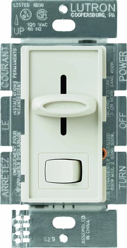 Lutron - Lutron SELV-300P-LA 300 W 120 VAC Light Almond 1-Pole Electronic Low Voltage Slide Dimmer with Rocker Switch