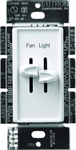 Lutron - Lutron S2-LFSQ-WH 300W 3-Speed Single Pole SKYLARK Fan/Light Control - White