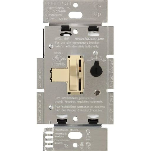 Lutron - Lutron AYCL-253P-IV 600 W 120 Volt Ivory 1-Pole/3-Way Incandescent/Halogen Dimmer