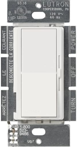 Lutron - Lutron DV-103P-WH 3-Way 1000W Incandescent DIVA Dimmer - White