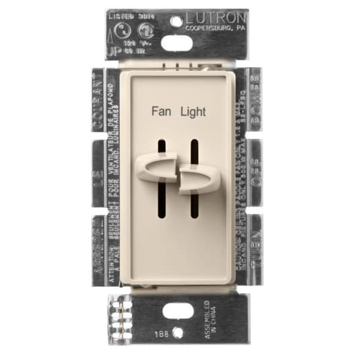 Lutron - Lutron S2-LFSQ-LA 1.5 Amp 300 W 120 Volt Light Almond 1-Pole Incandescent/Halogen Fan/Light Speed Control Dimmer