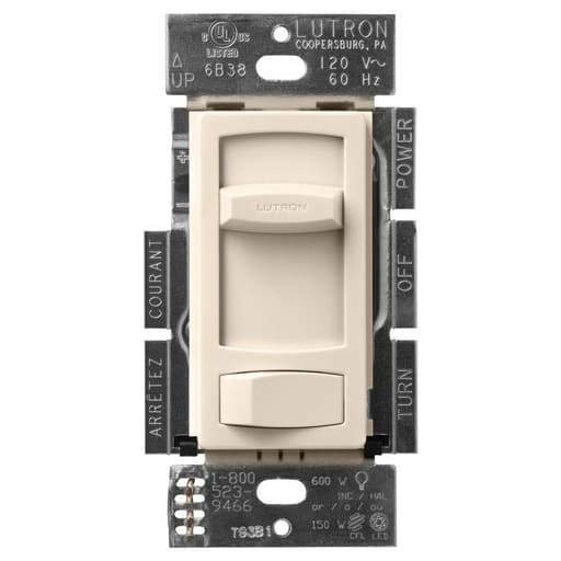Lutron - Lutron CTCL-153P-LA 150 W 120 VAC Light Almond Dimmable Compact Fluorescent/LED 1-Pole/3-Way Linear Slide Dimmer