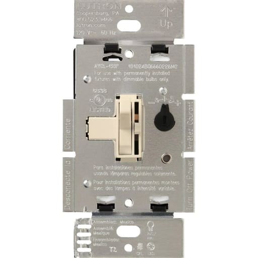 Lutron - Lutron AYCL-253P-LA 600 W 120 Volt Light Almond 1-Pole/3-Way Incandescent/Halogen Dimmer