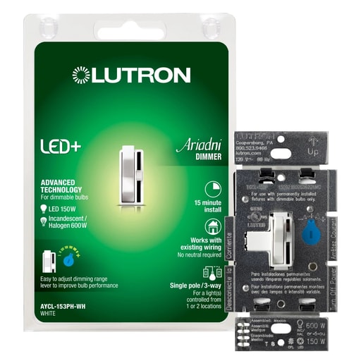 Lutron - Lutron AYCL-153PH-WH Ariadni CFL/LED Dimmer