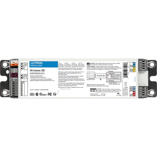 Lutron - Lutron Electronics H3DT832GU310 32 W 277 VAC 3-Lamp T8 High Frequency Fluorescent Dimming Ballast