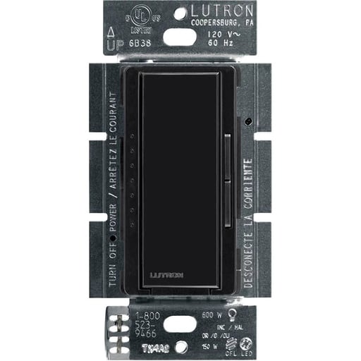 Lutron - Lutron MACL-153M-BL 600 W 120 Volt Black 1-Pole/3-Way/Multi-Location Incandescent/Halogen Dimmer