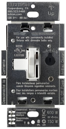 Lutron - Lutron AYCL-153P-WH Ariadni CFL/LED Dimmer