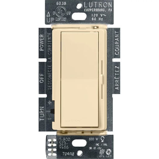 Lutron - Lutron DVCL-253P-IV 600 W 120 Volt Ivory 1-Pole/3-Way Incandescent/Halogen Dimmer