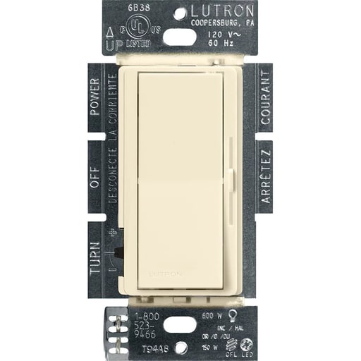 Lutron - Lutron DVCL-153P-AL 3-Way/Single-Pole CFL/LED DIVA Dimmer - Almond