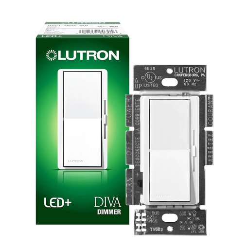 Lutron - Lutron DVCL-153P-WH 3-Way/Single-Pole CFL/LED DIVA Dimmer - White