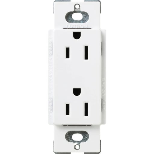 Lutron - Lutron SCR-15-SW 15 Amp 125 VAC 2-Pole 3-Wire NEMA 5-15R Snow Duplex Receptacle