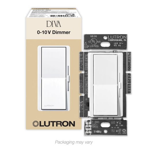 Lutron - Lutron DVSTV-WH Diva 0-10V Control for LED Driver & Fluorescent Ballast, 1Pole/3Way, 120/277V - White