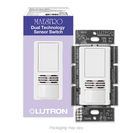 Lutron - Lutron MS-A102-WH 120 to 277 VAC 6 Amp 1-Pole White Dual Technology Occupancy Sensor Switch