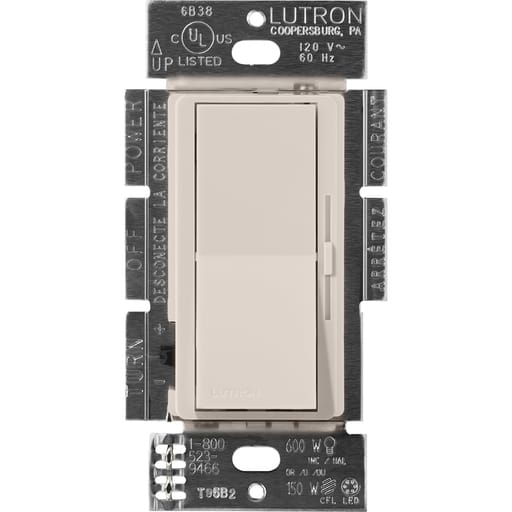 Lutron - Lutron DVSCELV-300P-TP 300 W 120 Volt Taupe 1-Pole Electronic Low Voltage Paddle Switch Preset Dimmer