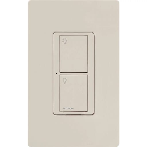 Lutron - Lutron PD-5WS-DV-LA 120/277 VAC 5 Amp 1-Pole 2-Button Light Almond Radio Frequency Switch