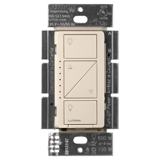 Lutron - Lutron PD-6WCL-LA 120V 1-Pole/Multi-Location Lamp Dimmer, 600W Incandescent/Halogen (Not Ganged) - Light Almond