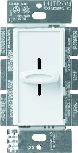 Lutron - Lutron SFS-5E-WH 1-Pole 5 Amp 120 VAC Variable Speed White Slide to Off Fan Speed Controller