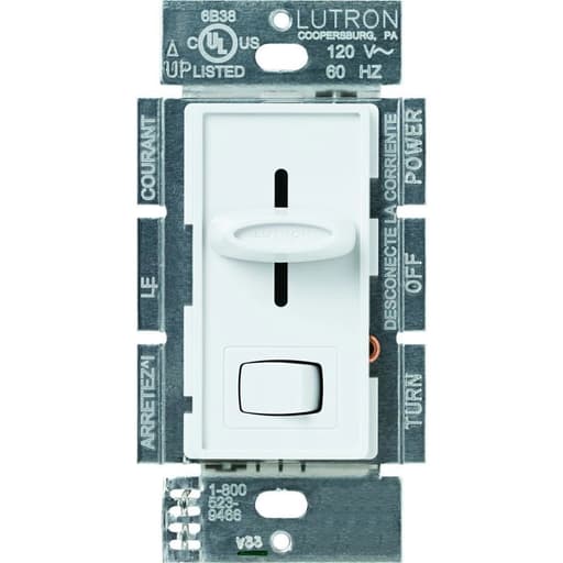 Lutron - Lutron S-10P-WH 1000 W 120 Volt White 1-Pole Incandescent/Halogen Preset Dimmer