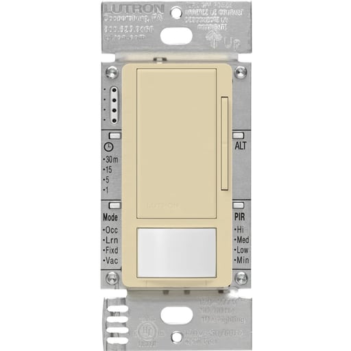 Lutron - Lutron MS-Z101-V-IV 8 Amp 120 to 277 VAC Ivory 1-Pole/Multi-Location 0-10V Vacancy Sensor Switch Dimmer