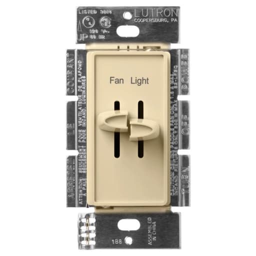 Lutron - Lutron S2-LFSQ-IV 1.5 Amp 300 W 120 Volt Ivory 1-Pole Incandescent/Halogen Fan/Light Speed Control Dimmer