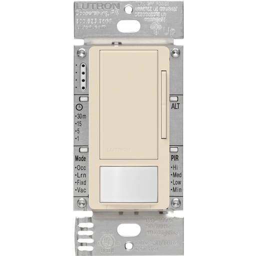Lutron - Lutron MS-Z101-LA 120/277 VAC Light Almond 1-Pole/Multi-Location 0-10V Occupancy Sensor Switch Dimmer