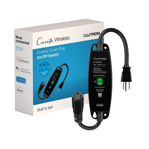 Lutron - Lutron PD-15OUT-BL Caseta Outdoor Smart Plug, Weatherproof, Black