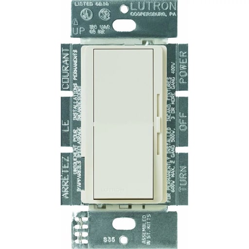 Lutron - Lutron DVFSQ-F-LA 120 VAC Light Almond 3-Speed 1-Pole/3-Way Preset On-Off Fan Control Dimmer