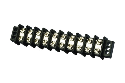 NSi - NSI TB3096-10 600 Volt 30 Amp #8 Stud Black Glass Filled Polyester 10-Circuit Double Row Terminal Block