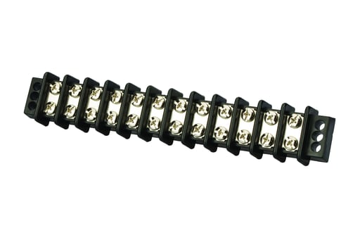 NSi - NSI TB3096-12 600 Volt 30 Amp #8 Stud Black Glass Filled Polyester 12-Circuit Double Row Terminal Block
