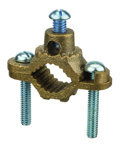 NSi - Nsi G-1 1/2 to 1 Inch Water Pipe 10 Solid to 2/0 AWG Stranded Bronze Heavy Duty Grounding Clamp