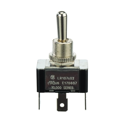 NSi - NSI 78070TQ 20 Amp at 125 VAC 10 Amp at 250 VAC Brass/Nickel On-Off-On SPDT Maintained Bat Toggle Switch