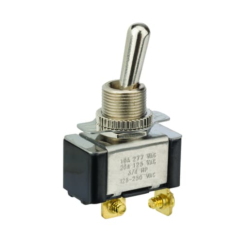 NSi - NSI 78210TS 20 Amp at 125 VAC 10 Amp at 250 VAC Brass/Nickel On-Off SPST Maintained Bat Toggle Switch