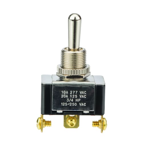 NSi - NSI 78160TS 20 Amp at 125 VAC 10 Amp at 250 VAC Brass/Nickel On-Off-On SPDT Maintained Bat Toggle Switch