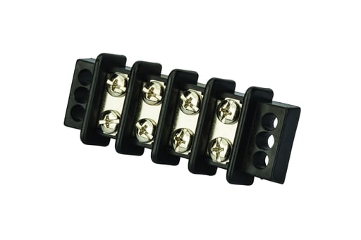 NSi - NSI TB3096-4 600 Volt 30 Amp #8 Stud Black Glass Filled Polyester 4-Circuit Double Row Terminal Block