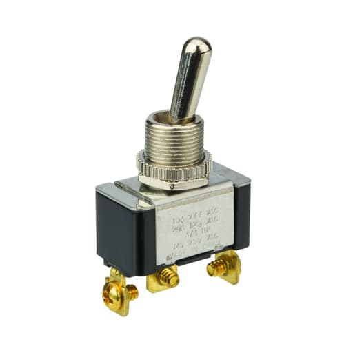NSi - NSI 78200TS 20 Amp at 125 VAC 10 Amp at 250 VAC Brass/Nickel On-On SPDT Maintained Bat Toggle Switch
