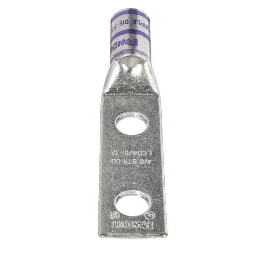 Panduit Corp - Panduit LCD4/0-12-X Pan-Lug™ Copper 2 Hole 90. Tongue Compression Lug