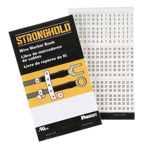 Panduit Corp - Panduit PCMB-14 0.22 Inch Black/White Pre-Printed Vinyl Cloth Wire Marker Book