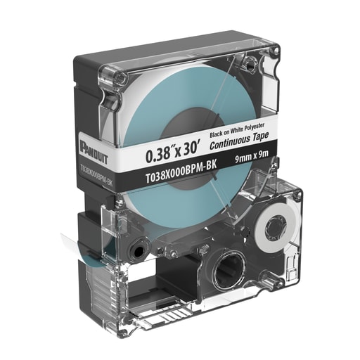 Panduit Corp - Panduit T038X000BPM-BK PXE Cassette, Continuous Tape, Polyester, .38" W x 30' L, Black/WH