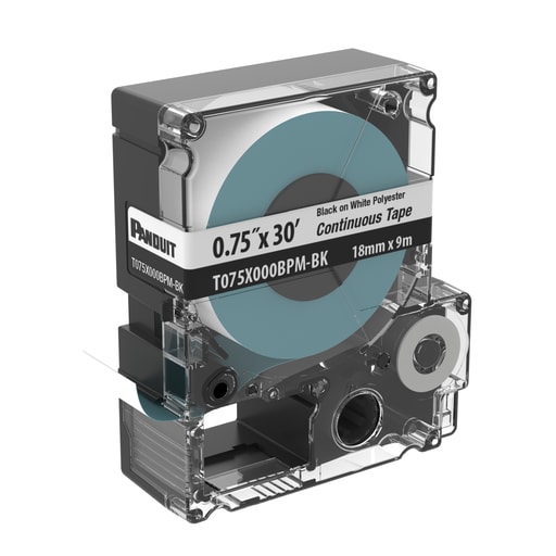 Panduit Corp - PXE™ T075X000BPM-BK PXE Cassette, Continuous Tape, Polyester, .75" W x 30' L, Black/WH
