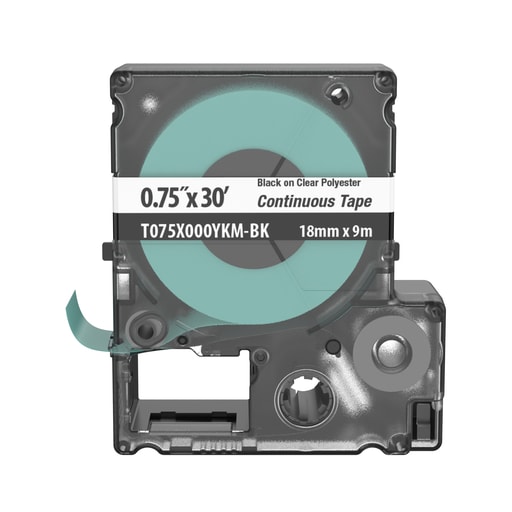 Panduit Corp - Panduit T075X000YKM-BK MP Printer Continuous Tape, Safety & ID, Polyes, Black/Clr, .75" W