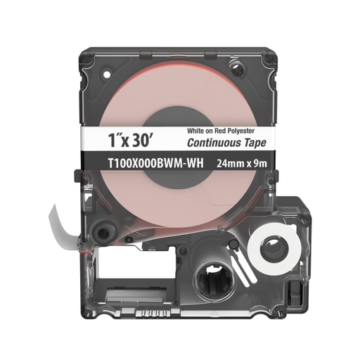Panduit Corp - Panduit T100X000BWM-WH MP Cassette, Poly Continuous Tape, 1" W x 30' L, WH on RD