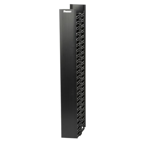Panduit Corp - Panduit WMPV45E 12 x 4.9 x 83 Inch Black ABS Backbone Polycarbonate Finger PVC Cover Dual Sided Vertical Cable Manager