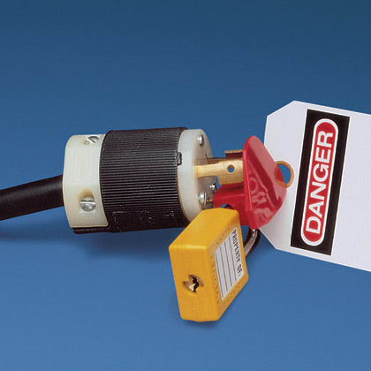 Panduit Corp - Panduit PSL-P Plug Lockout Device for wide range 120 Volt AC/Industrial Plugs, Red, 1/pk