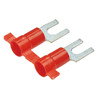 Panduit Corp - Panduit PV18-8FB-3K Fork Terminal, Red, Vinyl, 18-22 AWG, #8 Stud, PK3000