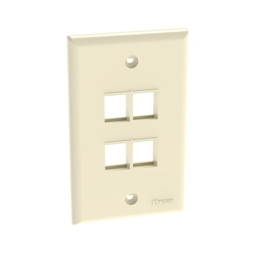 Panduit Corp - Panduit NK4FNEI Faceplate, 4-Port, Electric Ivory