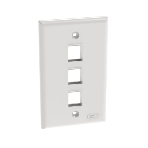 Panduit Corp - Panduit NK3FNWH Faceplate, 3-Port, White