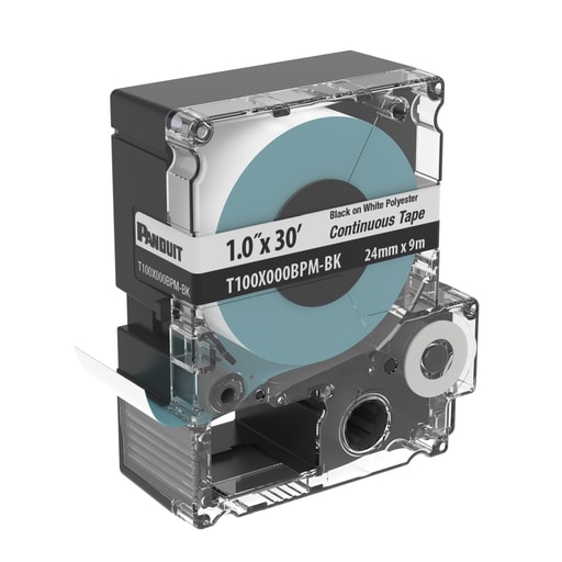 Panduit Corp - Panduit T100X000BPM-BK PXE Cassette, Continuous Tape, Polyester, 1" W x 30' L, Black/WH
