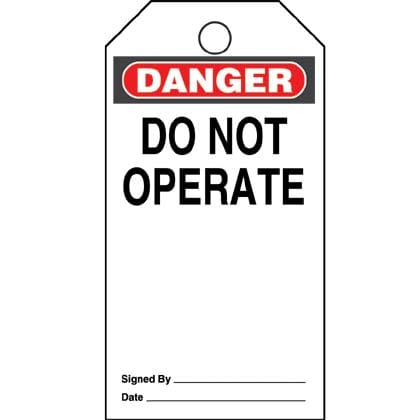 Panduit Corp - Panduit PVT-42-Q Plastic Tag, 'Danger Do Not Operate', 25 tags & ties/pk, RB/WH