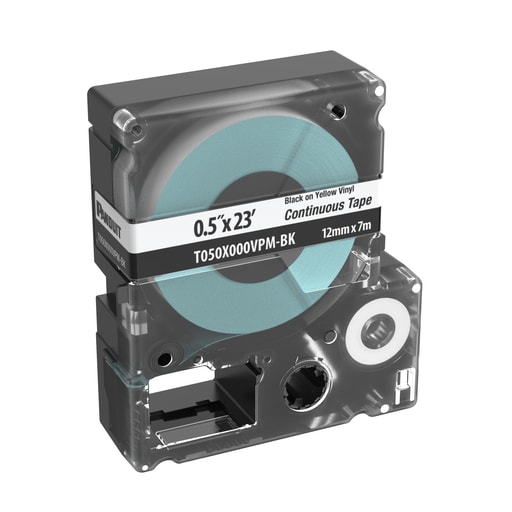 Panduit Corp - Panduit T050X000VPM-BK MP Printer Continuous Tape, Safety & ID, Vinyl, Black/White, 0.5" W